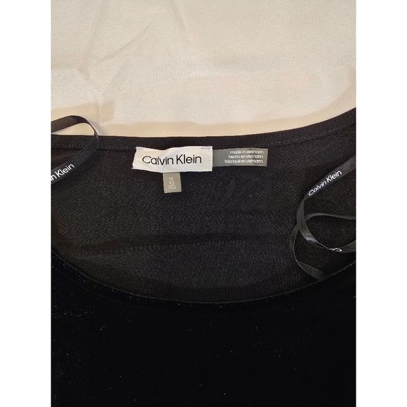 Calvin Klein Color Block Velvet Top Long Sleeve Pullover Blouse XL - Picture 3 of 10